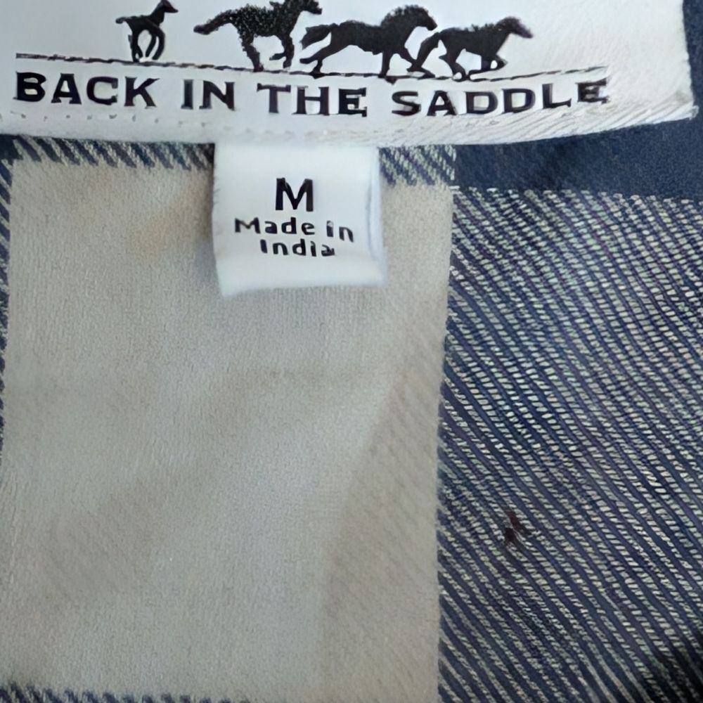 Back in the Saddle pearl snap cotton flannel buffalo check shirt size Medium - Picture 6 of 10